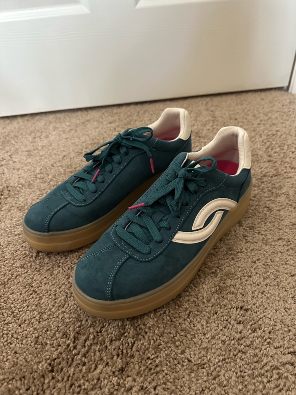 Ryka Teal Platform Sneakers with Cream Accent and Gum Sole